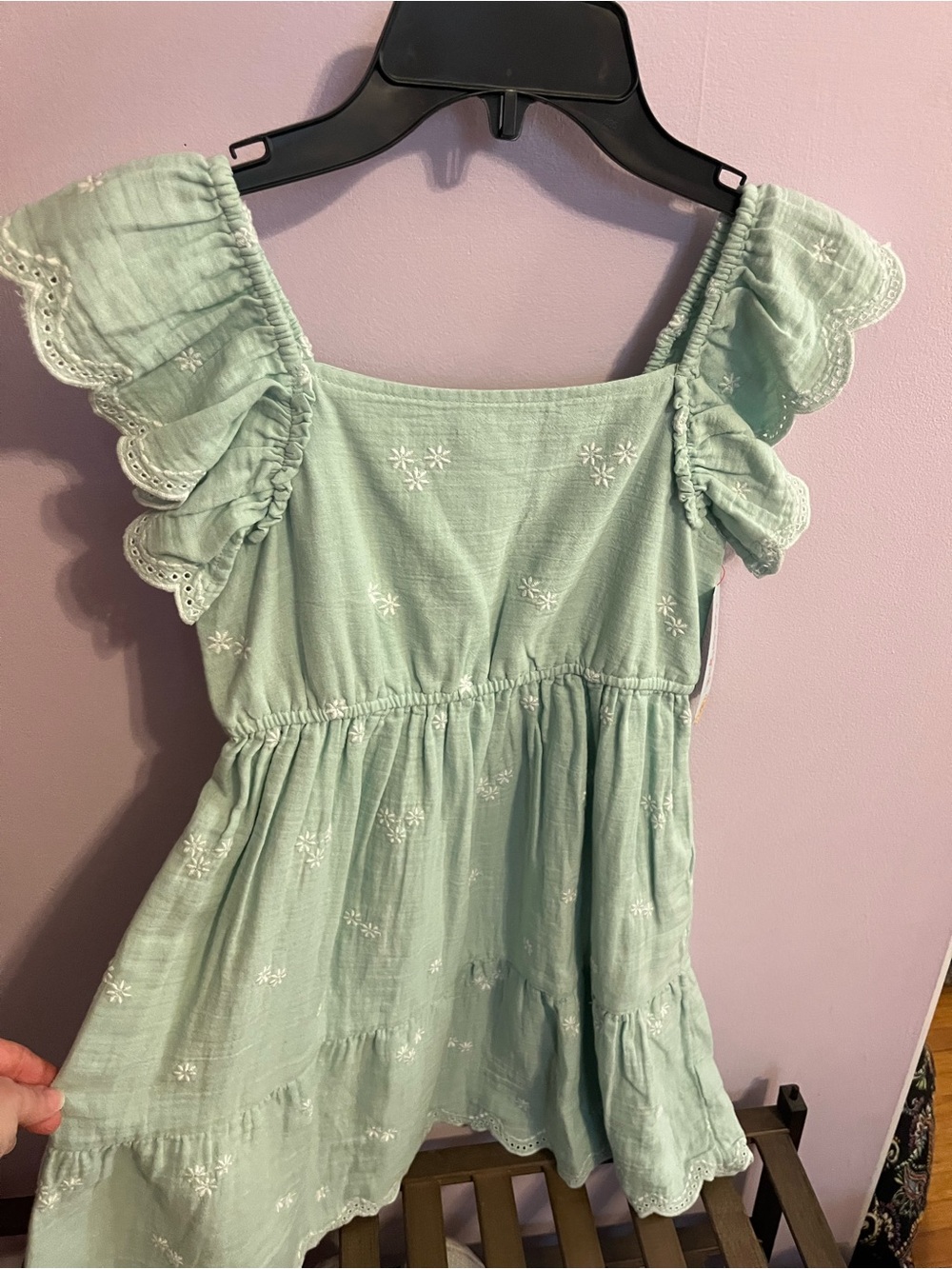 Light Mint Green Eyelet Ruffle Babydoll dress